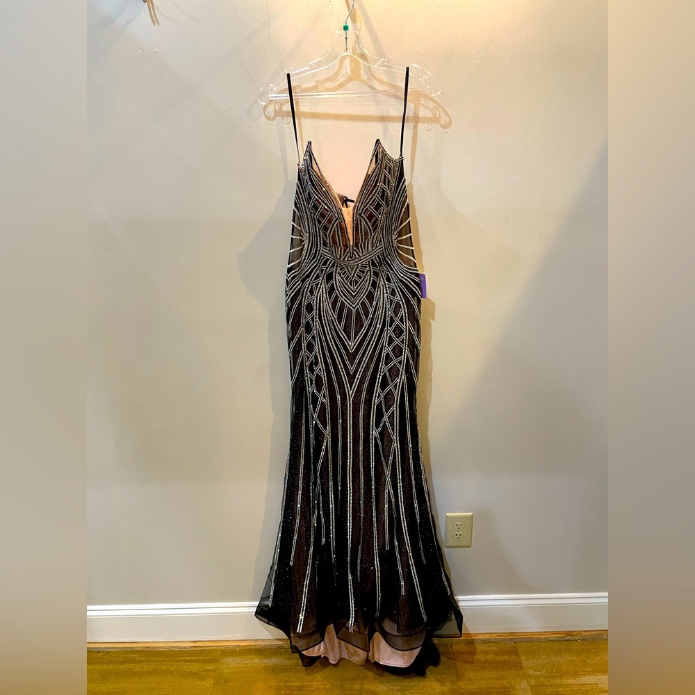 Black/Silver/Nude formal gown
